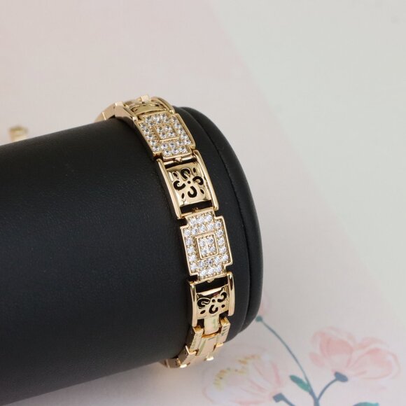 "Rose Gold Plated Designer Bracelet with Intricate Square Accents, XPBL0947 - Picture 6 of 12